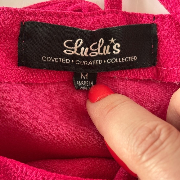 Lulu's Womens Dress Strappy Fit and Flare Mini Skater Hot Pink Size Medium - Picture 7 of 11